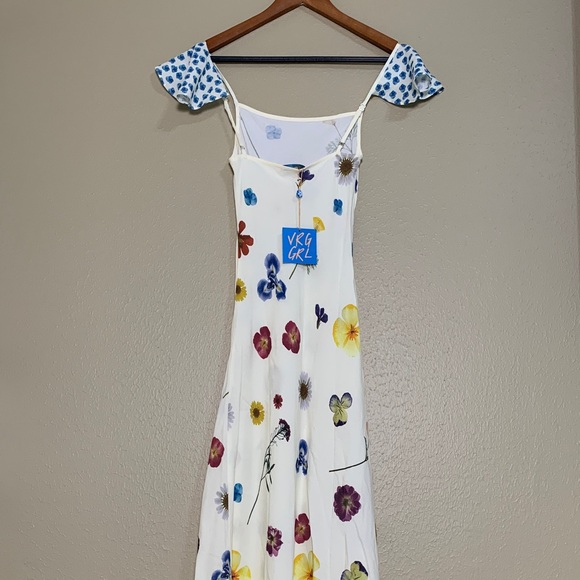 New VRG GRL Love Language Bias Cut Midi Sun Dress Floral AU Size 4‎ US 0 - Picture 6 of 11